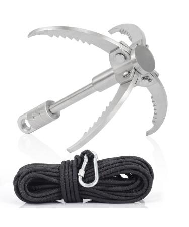 GYANDULY Large Grappling Hook with 65ft Rope, 4-Claw Folding Stainless Steel Grapple Hooks for Outdoor Survival, Camping, Hiking, Tree &Mountain Climbing