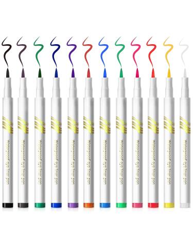 NewBang 12 Colors Liquid Eyeliner Set,Matte Colorful Liquid Eye Liner Pen,Waterproof Long Lasting Colored Neon Makeup Liners,Smudge-Proof Smooth Eyeliner Pencil 12 Count (Pack of 1)