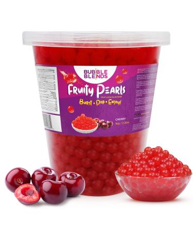 Bubble Blends Cherry Popping Boba (1kg) - Boba Balls with Real Fruit Juice - 100% Fat-Free (Serves 10) - Boba Pearls for Bubble Tea Drink Sinkers or Dessert Toppings 1kg (Pack of 1) - Buy Online on GoSupps.com
