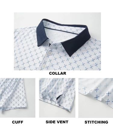 Men's Short Sleeve White Golf Polo Shirt - Moisture Wicking Dry Fit - Nav Club Print - Large Size - Buy Online on GoSupps.com