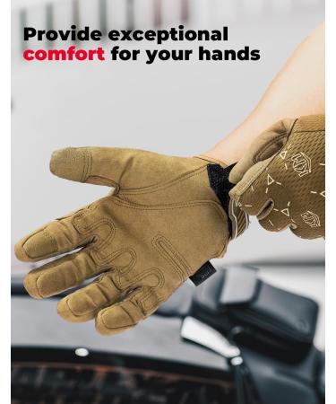 Kemimoto Tactical Gloves | Military Touchscreen Outdoor Gloves | Breathable Full Finger for Bushcraft Motorcycle Hunting & Security - XXL Brown - Buy Online on GoSupps.com