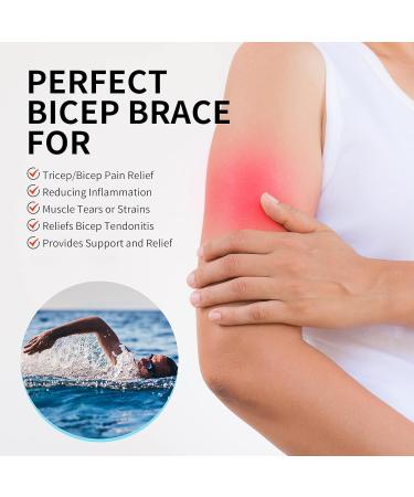FEATOL Bicep Tendonitis Brace | Compression Sleeve Support for Pain Relief | Upper Arm Wrap for Men & Women | Gray Large - Buy Online on GoSupps.com
