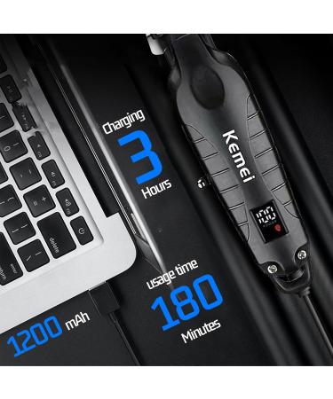 Buy KEMEI KM-2293 Professional Cordless Hair Clipper | Zero Gapped T Blade Trimmer for Men | Electric Beard Trimmer Kit with LCD Display - International Shipping Available - Buy Online on GoSupps.com