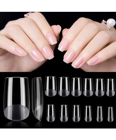 504 pieces of artificial nails 12 sizes half-matted flat square shape artificial nails to stick invisible armor full-surface print nails Short nail tip set for manicure nail art 1 piece (504 pack) 504-piece range