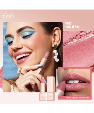 Oulac Moisturizing Pink Lipstick - Vegan Shimmer Lip Balm for Women | Hydrating & Lightweight Makeup - PG03 Pink Jewel - Buy Online on GoSupps.com