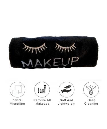 Microfiber Makeup Remover Towel 12x12 - 6PK Black/Silver Soft Hypoallergenic Reusable Wash Cloth for Gentle Makeup Removal - Buy Online on GoSupps.com