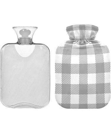 Grey Buffalo Plaid Hot Water Bottle with Cover - 2L Pain Relief & Arthritis Heating Bag - International Shipping Available - Buy Online on GoSupps.com