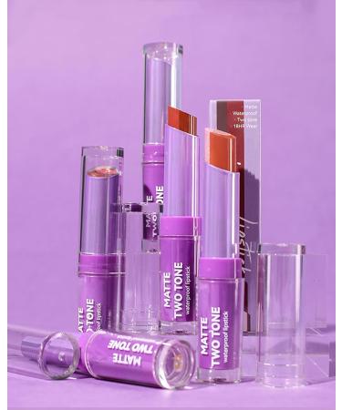 Matte Velvet Lipstick & Lip Tint Balm - Longlasting Dark Red Purple Lip Gloss | Waterproof Christmas Gift for Women & Girls - Buy Online on GoSupps.com