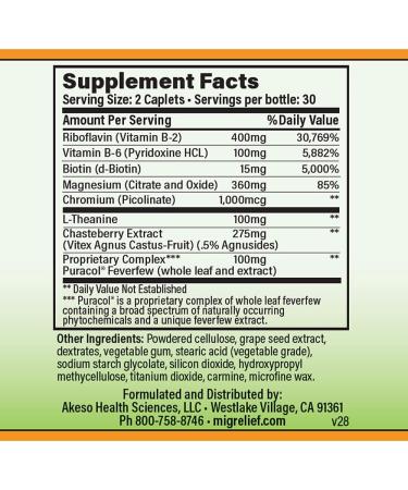 MigreLief+M - Nutritional Support for Menstrual/Hormonal Migraines - 60 Caplets - Buy Online on GoSupps.com