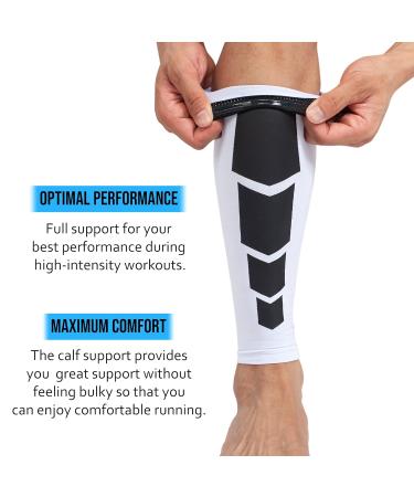 360 RELIEF Compression Calf Sleeves - Medium White | Shin Splints, Muscle Cramps | Fitness, Running, Hiking | 1 Pair with Mesh Laundry Bag - Buy Online on GoSupps.com