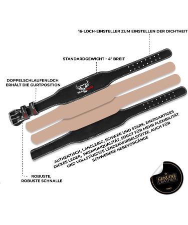 Premium Weightlifting Belt for Bodybuilding - Durable Leather 10 Adjustable Holes & Padded Lumbar Support Fitness Studio Essential Size L Black - Buy Online on GoSupps.com