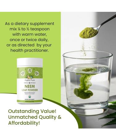 Organic Veda Neem Leaf Powder - Gentle Dried Organic Neem Leaves Powder - Herbal Supplement for Skin Gut Cleanse & Immune Support - Non-GMO Gluten-Free Vegan 4 oz - Buy Online on GoSupps.com