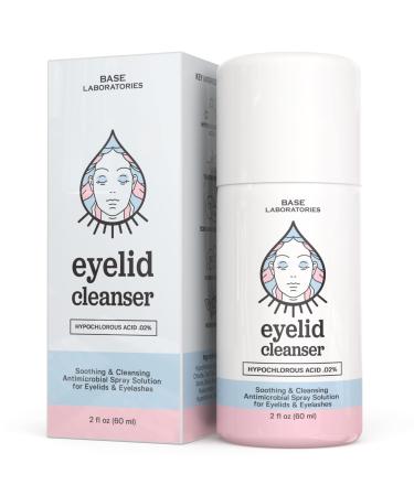 Base Labs Hypochlorous Acid Eyelid Cleanser Spray 0.02% -60ml- For Stye Eye Treatment  Blepharitis-Treatment  Irritated & Dry Eyes Relief  Styes | Hypochlorous Acid Spray Eyelid & Eyelash Cleanser 2 Fl Oz (Pack of 1)