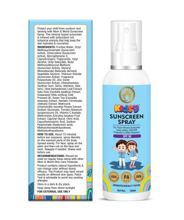 Buy Mom & World Mineral Based Kids Sunscreen Spray SPF 50 - Water Resistant & Safe for Babies | 120ml - Buy Online on GoSupps.com