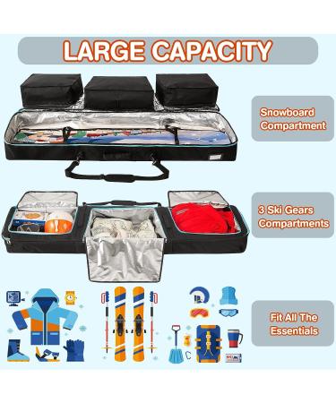 AUSROOB 160 CM Padded Snowboard Bag with Storage Compartments - Ideal for Ski, Snowboard, Goggles, Gloves - Perfect for Travel and Outdoor Activities - Buy Online on GoSupps.com