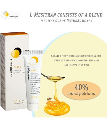 L-Mesitran Soft Honey Wound Gel 0.5 oz - Hypoallergenic & Soothing Ointment for Burns - Medical Grade Ingredients for Adults & Elderly - Buy Online on GoSupps.com