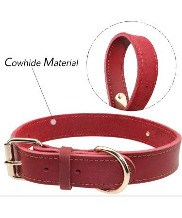 Tagme Personalized Leather Dog Collar - Engraved Name & Phone Number - Coral Red for Small to Large Dogs (33-39cm) - 1-Pack - Buy Online on GoSupps.com