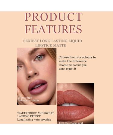 6PCS Everlasting Matte Liquid Lipstick Set - Long Lasting Waterproof & High Pigmented Nude Lip Gloss Kit | Perfect Beauty Gift for Girls - Buy Online on GoSupps.com