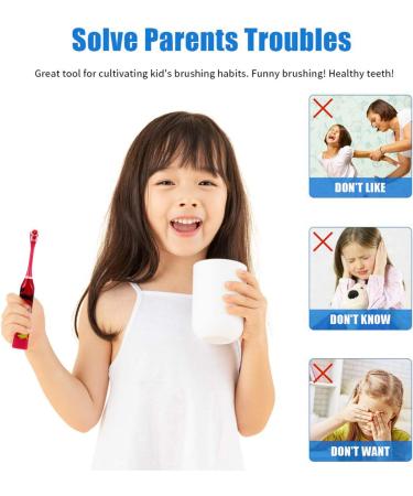 Kids Automatic Soft Toothbrush Set | Gentle Cartoon Whitening Heads | Suitable for Toddler | Vibrating & Sensitive | Assorted Colors | 18.5X2.3X2.3cm - Buy Online on GoSupps.com