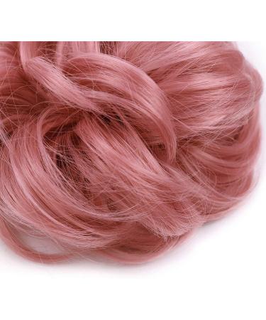 Thick Ash Pink Hair Donut Scrunchie - Wavy Curly Messy Hairpiece for Updo and Ponytail - Buy Online on GoSupps.com