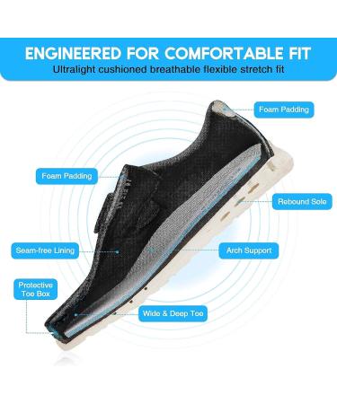 CBMTCR Women's Wide Width Adjustable Shoes for Diabetic Edema and Arthritis - Black, Size 9 Wide - Buy Online on GoSupps.com