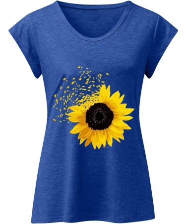 Short Sleeve T Shirts Clothing Woman T-Shirt Casual Black Clothing Top Women's Floral Pattern for Women Crop Tops Shirt Shirts Top Women's Summer Tank Top 5-blue XXL - Buy Online on GoSupps.com