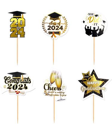 Ercadio 24 Pack Congrat 2024 Grad Cupcake Toppers Class of 2024 Cupcake Picks Happy Graduation Cupcake Toppers You Did It Cake Toppers for Graduation Theme Party Cake Decors Supplies Pattern 4 - Buy Online on GoSupps.com
