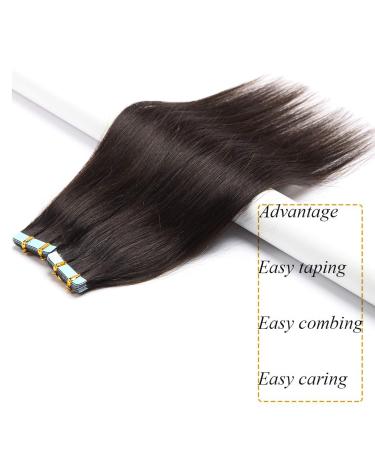 Silk-Co Tape Extensions | 40cm Remy Real Hair | Dark Brown | 20 Pieces 4cm Wide 2.5g Each - Buy Online on GoSupps.com
