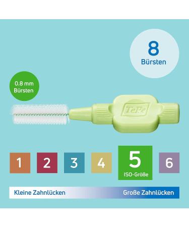 Tepe Interdental Brushes Extra Soft Green (ISO Size 5 0.8 mm) - Gentle & Effective Cleaning for Interdental Spaces - 2 Pack | International Shipping Available - Buy Online on GoSupps.com