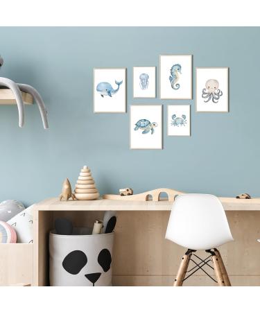 Meinbaby123 Underwater World Pictures for Children's Room | 6 Set DIN A4 & DIN A5 | Whale Turtle Jellyfish Decor | Perfect Gift for Birth | Sea-Themed Wall Art - Buy Online on GoSupps.com