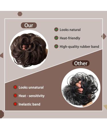 BELEVO Messy Bun Hair Piece Curly Wavy Large Scrunchies for Women - Dark Brown Synthetic Updo Ponytail Hair Buns for Weddings & Parties - Buy Online on GoSupps.com