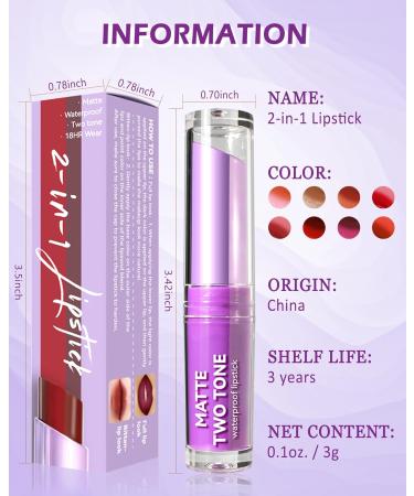 Lestpola Twotone lipstick matte lip balm longlasting lipstick waterproof lipstick creamy lightweight texture blendable tinted lip gloss for multilip makeup effect Thanksgiving - Buy Online on GoSupps.com