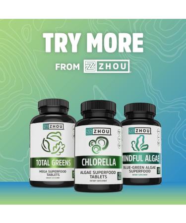 Zhou Nutrition Calcium Greens Superfood - Bone Support Supplement | Algae Calcium, Magnesium, Vitamin D3 & K2 | 1300mg, 120 Tablets - Buy Online on GoSupps.com