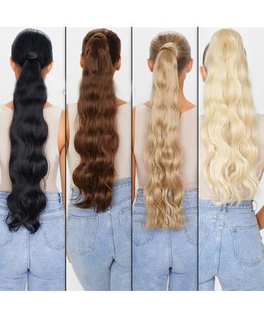 PrinFantasy Fake Ponytail Wavy Curly Hair Extension Blonde | 24 inch Heat Resistant Synthetic Clip-in Long Hair Piece MW128 - Buy Online on GoSupps.com