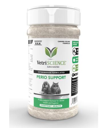 VETRISCIENCE Perio Support Teeth Cleaning Powder for Cats and Dogs, 4.2oz  Reduce Plaque by 20% - Bad Breath and Tartar Control  Vet Recommended