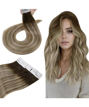 Hetto blond real hair tape in extensions remy tape in real hair extensions tape in extensions real hair #3/8/2 22 dark brown mix ash brown and middle blonde 55cm 50g 55 cm 1-2 #3/8/22