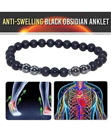 juyt Anti Varicose & Swelling Anklet 4pcs Anti-Swelling Black Obsidian Slimming Hematite Bracelet Magnetic Therapy Ankle Bracelet Adjustable Anklet for Relieve Veins and Weight Loss (C) - Buy Online on GoSupps.com