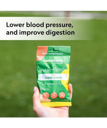 Herbaland Super Greens Gummies Snacks with Benefits Vegan Low-sugar High-fiber Gluten-free 2 Servings of Organic Veggies & 12g of Organic Tapioca Fiber Per Pouch Apple Peach Flavor 12 x 40g (Box of 12) Compostable Pouch - Buy Online on GoSupps.com