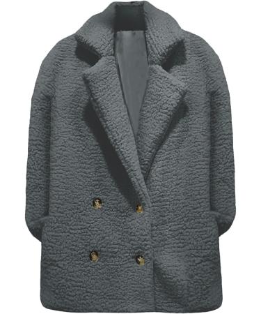Hanxiulin Oversized Plush Jacket for Women - Warm Lined Fleece Mantel & Long Hooded Coat - Perfect Winter Outerwear in Dark Gray - Buy Online on GoSupps.com