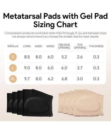 4 Pairs Metatarsal Pads with Gel Foot Cushions for Sesamoiditis Morton s Neuroma Metatarsalgia Diabetic Foot Care (Beige & Black Small - Buy Online on GoSupps.com