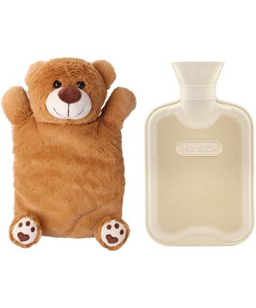 HomeTop Premium Classic Rubber Hot or Cold Water Bottle w/Cute Stuffed Animal Cover (2 Liter  White) White 67.63 Fl Oz (Pack of 1) - Buy Online on GoSupps.com