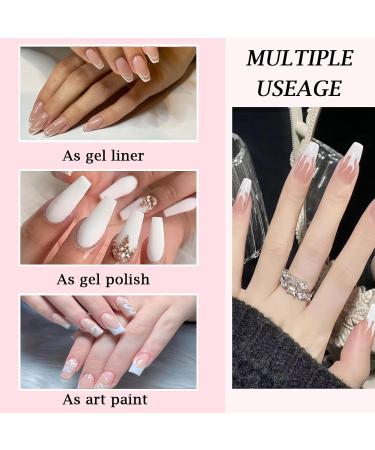 Gel Nail Polish Set for French Manicure French White Nude Jelly Gel Polish Set White Gel Liner Nail Polish Painted French Tips Soak off UV/LED Jelly Gel Nail Polish for Women DIY French Manicure - Buy Online on GoSupps.com