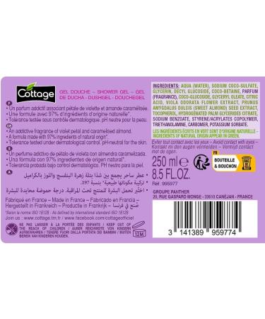 Cottage Shower Gel moisturizing milk 97 ingredients of natural origin 250 ml made in France violet and pink praline - Buy Online on GoSupps.com