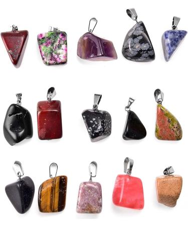 50 Mixed Stone Beads Crystal Pendants with Storage Bag for Jewelry Making - Irregular Style - Buy Online on GoSupps.com