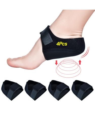 Plantar Fasciitis Heel Cups, Heel Cups for Heel Pain(4PCS), Heel Protectors for Plantar Fasciitis Relief, Adjustable Heel Pads for Heel Pain Relief, Achilles Tendinitis, Heel Spur (Black, L Size)