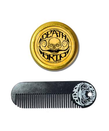 THE VINTAGE GROOMING CO. Death Grip Extra Strong Hold Mustache Wax and Death Grip Mustache Keychain Comb Set