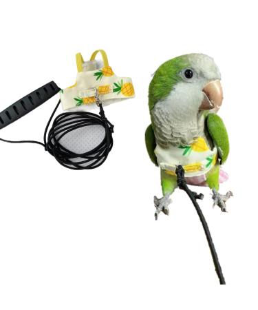 YANQIN Bird Flight Harness Vest, Parrot Flight Suit with Leash for Cockatiels Conures Budgies, Bird Flying Clothes with Rope and Handle for Outdoor Activities Training Yellow Vest with Harness Medium