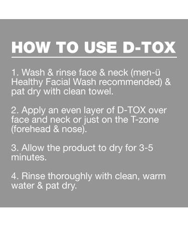 men- 3 MINUTE D-TOX 15ml mens face mask Highly Absorbent Vegan Clay Mask Up to 12 applications. Witch Hazel leaves skin clean dry firm and fresh. 15ml Buddy Tube - Buy Online on GoSupps.com