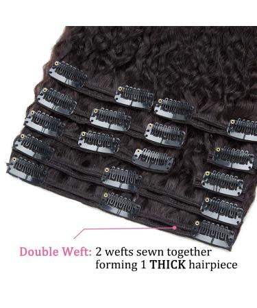 Shop Elailite 40cm Afro Clip-In Extensions | Real Remy Hair 115g 8 Parts Set Kinky Straight #1B Natural Black - Buy Online on GoSupps.com