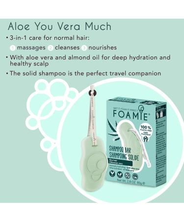 Foamie Natural Aloe Vera Shampoo Bar for Oily and Damaged Hair - Cruelty, Paraben, Sulfate Free - Strengthens, Massages, and Cleans Scalp - Plastic Free Packaging, Saves 2 Bottles - Buy Online on GoSupps.com